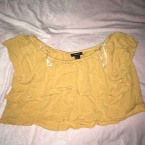 off the shoulder yellow shirt